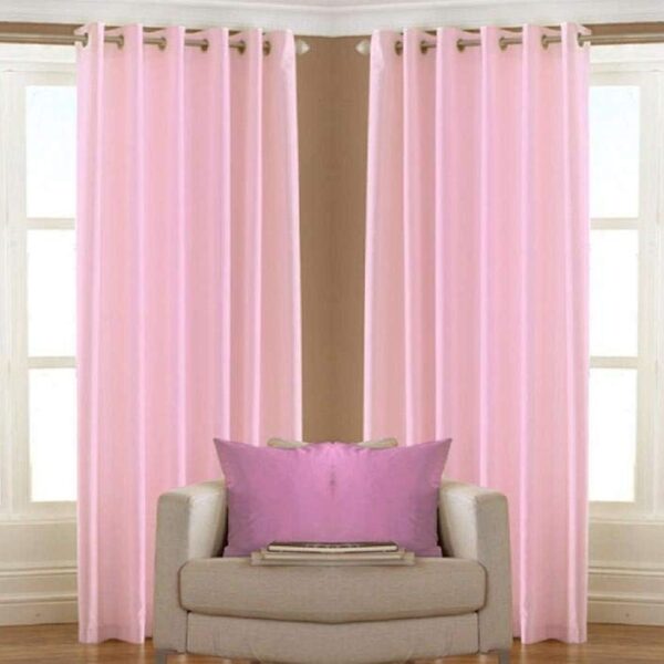 Eyelet Polyester Door Curtains,7ft (Set of 4)(Baby Pink)