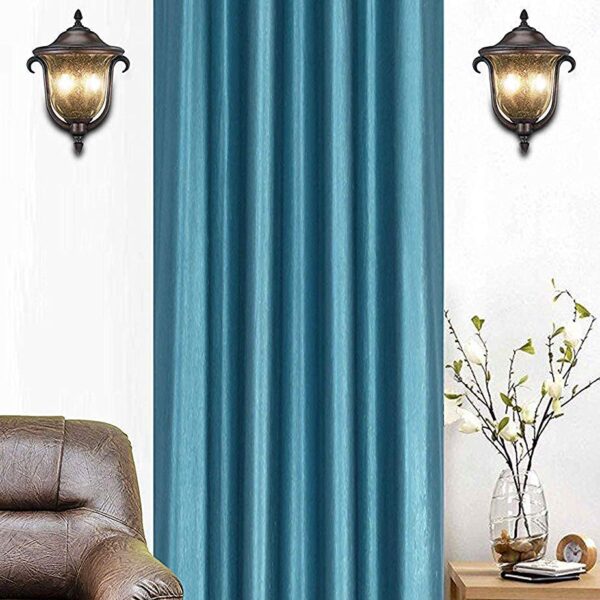 Polyester Eyelet Single Piece Window Curtain - 5 Feet, Aqua Blue