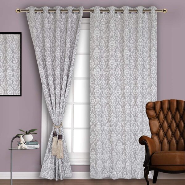 Fine Quality Polyester and Cotton Mix Fabric Window Curtain (5 FT, Grey)