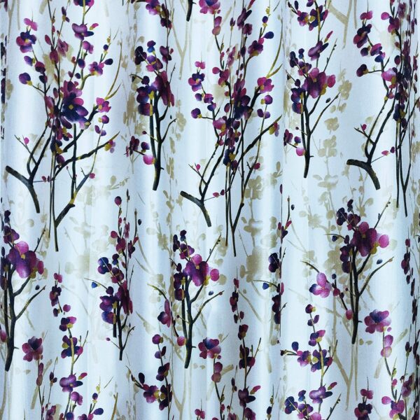 2 Piece Digital Print Floral Eyelet Window Curtains, 4 x 5 feet, Wine, Pack of 2