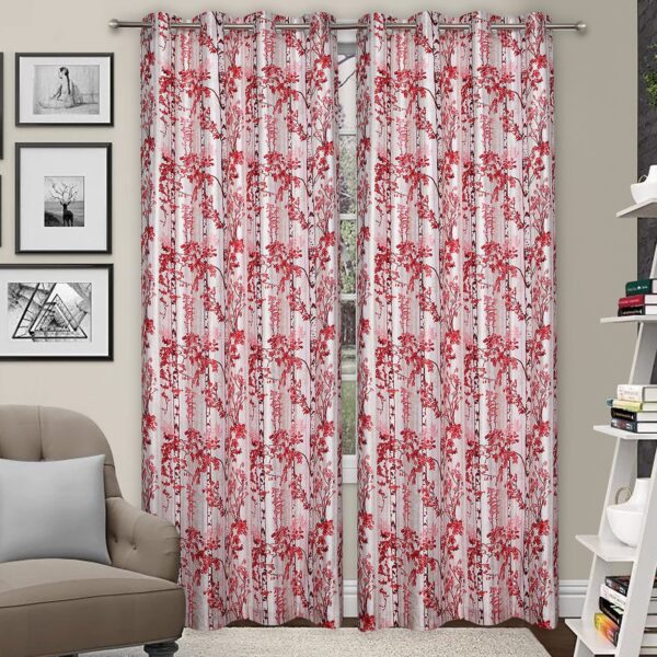 3D Digital Print Floral Heavy Curtains Combo/Set of 2 Curtains/Parda for Bedroom, Living Room and Home Curtains Set of 2 for (2-Maroon Flower, Window - 4x5 Feet)