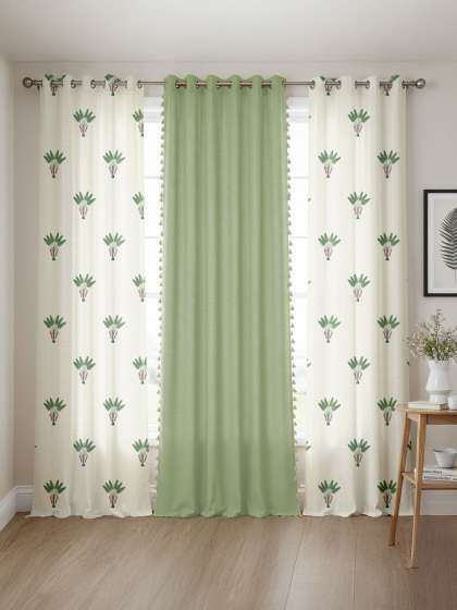 Polyester Curtain (Pack of 2) (Solid, Plain, Purple)